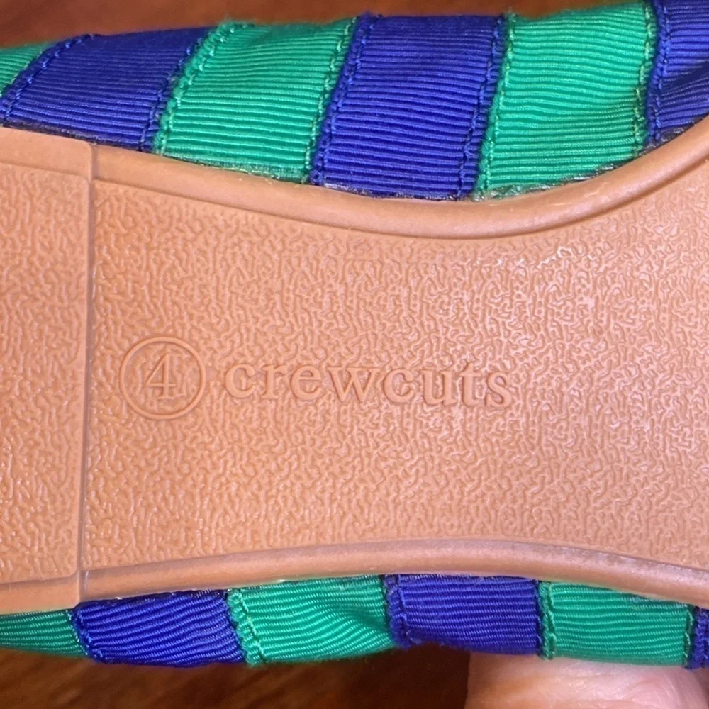 JCrew “crew cuts” green/blue stripe ballet flats 65875 Sz 4 NWOB